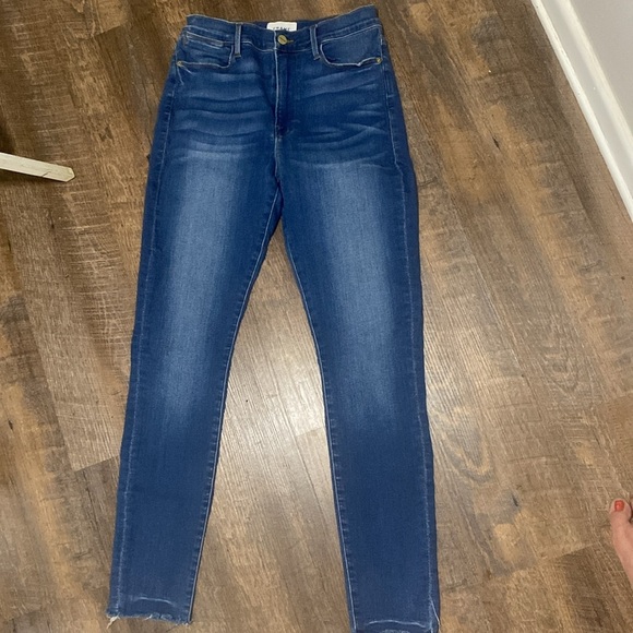 FRAME LE HIGH SKINNY RAW HEM MEDIUM WASH HIGH WAISTED SLIM FIT SKINNY JEANS SZ30 - Picture 3 of 12